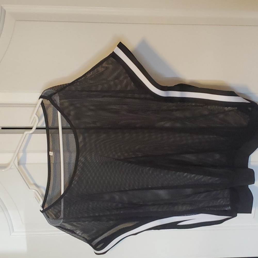 Shein Plus Stripped Sheer Mesh Top